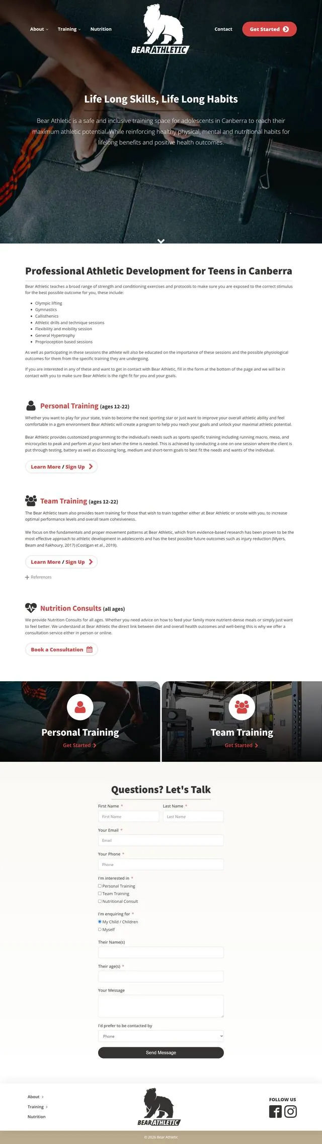 Website we built: Personal training · Canberra
